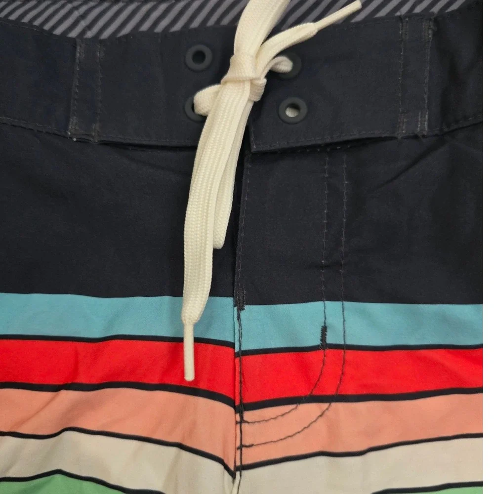 Art Class Boys Navy Blue Striped Board Shorts Swim Trunks Size 7